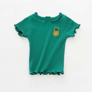 T-<span class=keywords><strong>shirt</strong></span> brodé à manches courtes pour enfants, couleur bonbon, décontracté, pour bébés filles et garçons, 1-4t, nouvelle collection été - Product Image 4