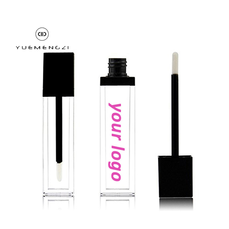 Высококачественный пустой черный блеск для губ с индивидуальной этикеткой, тюбик для блеска для губ 7 мл, тюбик для блеска для губ, прозрачный