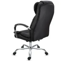 Chaise de bureau de direction à dossier haut en cuir PU, chaise de bureau ergonomique pour manager avec accoudoirs en métal chromé