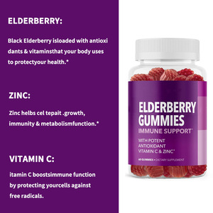 Gummies de Sambucus à la Baie de sureau pour adultes – Soutien <span class=keywords><strong>immunitaire</strong></span> enrichi en <span class=keywords><strong>Vitamine</strong></span> C et Zinc – Formule de défense quotidienne – 60 unités – Saveur Baie - Product Image 2