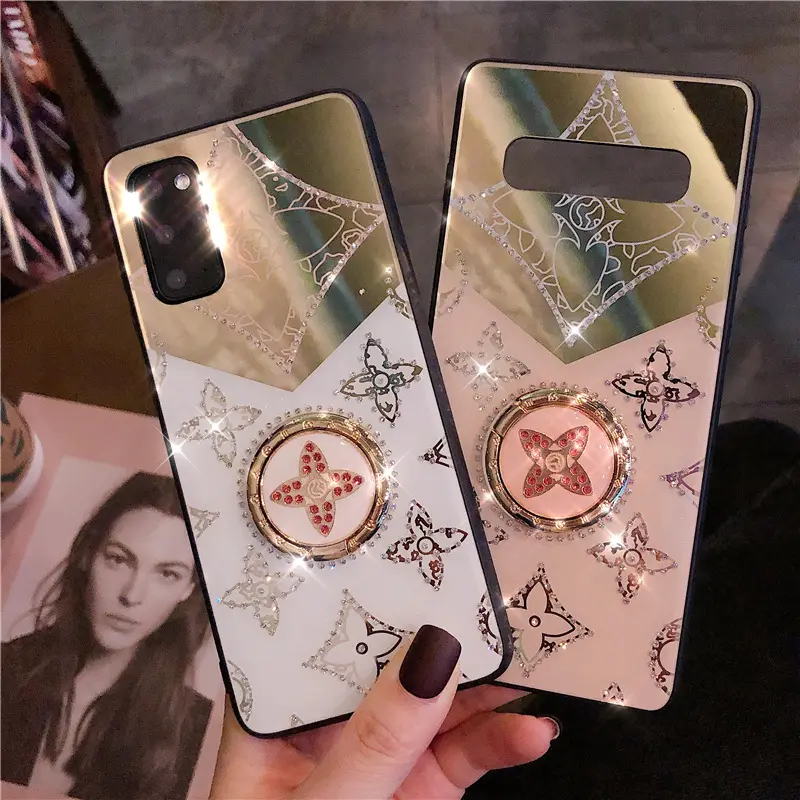 Hot Selling Luxury electroplate Mirror diamond silicone phone case wholesale shock proof camera protection cover for Samsung S23