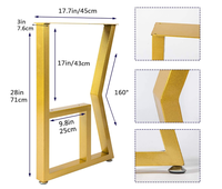 Pied de table en acier doré Sondoly, orné de diamants, pour canapé, idéal pour la maison de campagne et l'hôtellerie, pour support de chaise