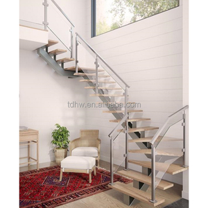 Mono Stringer Metall treppe mit rahmenlosem Glas geländer/gerade Treppe/gebrauchte Holztreppe - Product Image 4