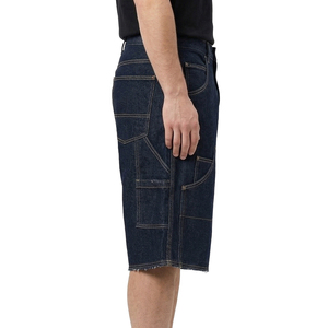 TOPSHOW Short long homme personnalisé, coupe large, multi-poches, style streetwear, en denim baggy, jorts, double genouillère, style charpentier, en denim brut - Product Image 2