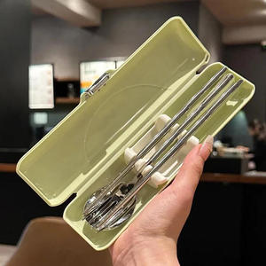 Sac de vaisselle en acier inoxydable lavable avec fermeture <span class=keywords><strong>à</strong></span> glissière Kit de <span class=keywords><strong>couverts</strong></span> <span class=keywords><strong>pochette</strong></span> portable pour dinnerHousehold outil voyage Camping cuillère - Product Image 3