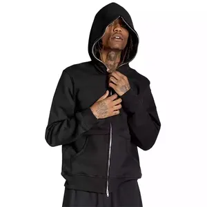LOGO personalizzato commercio all'ingrosso zip su tutto il viso in bianco maglione da uomo giacca cappotto felpa con cappuccio da uomo con zip completa