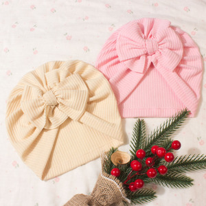 Nieuwe Baby Hoodie Schattige En Comfortabele Wafel Babyboog Foetale Hoed Om De Effen Kleur Hoed Van Fontanelle Kinderen Te Beschermen - Product Image 4