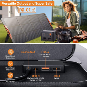 แผงโซลาร์เซลล์แบบโมโนคริสตัลไลน์แบบพับได้กันน้ำขนาด 200W เครื่องชาร์จพลังงานแสงอาทิตย์แบบพกพาสไตล์กระเป๋าเอกสารพร้อมเอาต์พุต USB และตัวเชื่อมต่อหลายตัว - Product Image 3