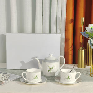 Service à thé européen en céramique de vente chaude avec motif de muguet chanceux minimaliste - Product Image 1