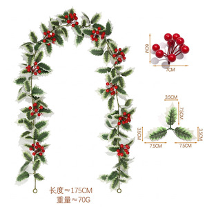 Guirlande artificielle de houx Hirohi 100-200 cm en plastique et tissu, décoration de table de Noël pour événements festifs et décoration intérieure - Product Image 4