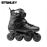 Patins à roulettes de slalom en ligne STANLEY S2 professionnels et abordables, cadre en aluminium, 4 roues, pour adultes, coque en polypropylène noir, roulements ABEC-7