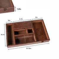 Nachtkastje Organizer Dienblad Lederen Valet Lade Voor Mannen Edc Catchall Lade Met Telefoon Oplaadstation