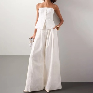 Trajes Femeninos OEM 2025, Conjunto de Verano para Oficina, 2 Piezas, Top sin Tirantes, Conjunto Casual Elegante con Pantalones Largos - Product Image 1