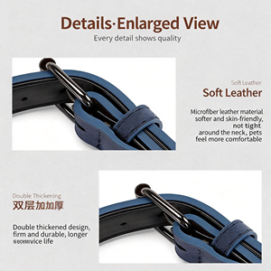 Conjunto de Collar y Correa para Perro de Cuero Personalizado, Clásico, Táctico, con Remaches, Resistente al Agua, de Alta Calidad - Product Image 3