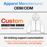 Benutzer definierte Herren 500Gsm Französisch Terry Fleece Hoodie All Print Strass Boxy Cropped Full Face Half Zip Long Pulp Pullover Style