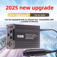 Inversor de Corriente para Auto, Transformador de Voltaje USB Portátil, Conversión de 12V/24V a 220V, Cargador USB AC de 150W