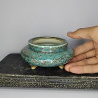Pot à bonsaï émaillé de Yixing en forme d'encensoir