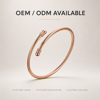 Bracelet jonc ouvert en acier inoxydable plaqué or 18 carats, entièrement enroulé, double tête, minimaliste, tendance, unisexe, cadeau, marque tierce