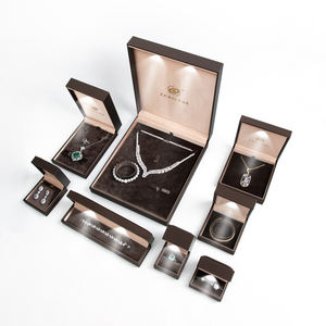 Caja de Joyería Rectangular de Lujo con Luz LED Personalizada de Alta Gama Zebo, Caja para Anillos y Colgantes de Cuero PU Negro con Logotipo - Product Image 4