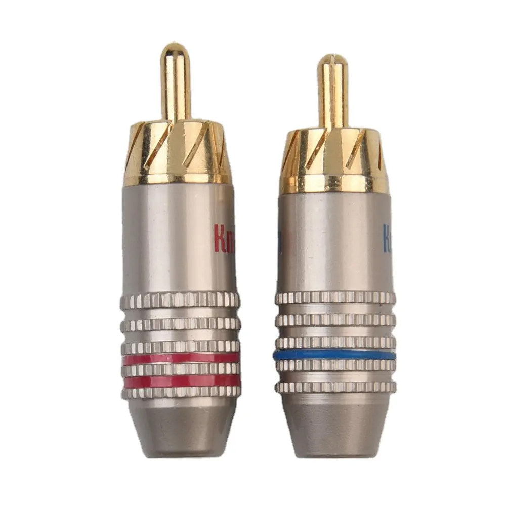 Wholesales DIY HIFI HI-END Audio Video AC Cable Plated RCA Plug Connector Gold Plated Audio Connector Metal RCA Plug