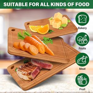 Ensemble de planches à découper en bois de bambou carbonisé, 3 pièces, XL, grand, petit, <span class=keywords><strong>planche</strong></span> à charcuterie pour le petit-déjeuner, pour couper les fruits, la viande, les légumes - Product Image 5