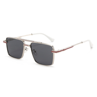 Twooo T1630 Nouveaux lunettes de soleil carrées en métal tendance transfrontalières, lunettes de soleil rétro à double pont, lunettes de soleil classiques