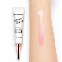 Fard à joues crème personnalisé avec logo, changeant de couleur selon le pH, blanc à rose, imperméable, résistant à la transpiration, facile à estomper, haute pigmentation, multi-usages