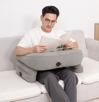 Coussin de jeu portable en PVC floqué en forme de U avec support de jambe gonflable en tricot, amovible et lavable, pour lecture sur bureau portable