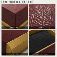 Coffret Rigide Personnalisé Bordeaux pour Spiritueux et Vins, avec Couvercle Télescopique, Coque Métallique Dorée, OEM ODM, Lamination Mate