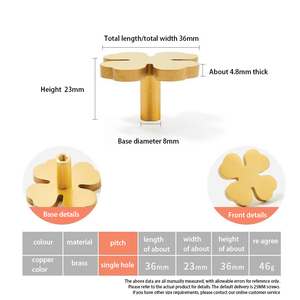 Poignée de tiroir <span class=keywords><strong>en</strong></span> laiton doré, motifs papillon, pomme, libellule, feuille de ginkgo, symétrique, quincaillerie architecturale - Product Image 5