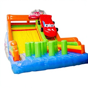 Château gonflable commercial extérieur en PVC écologique avec toboggan et mur d'escalade, thème <span class=keywords><strong>voiture</strong></span> de dessin animé, 5m*8m, pour <span class=keywords><strong>location</strong></span> - Product Image 3