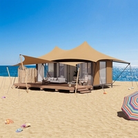 Tente de camping hôtelière modulaire préfabriquée en tissu PVDF de haute qualité, coupe-vent, personnalisable, prête à l'emploi, confortable pour les centres de villégiature
