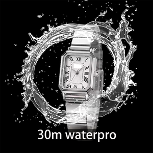 Elegante <span class=keywords><strong>reloj</strong></span> <span class=keywords><strong>de</strong></span> cuarzo <span class=keywords><strong>de</strong></span> lujo para mujer Esfera cuadrada Banda <span class=keywords><strong>de</strong></span> acero inoxidable Caja <span class=keywords><strong>de</strong></span> aleación con acabado <span class=keywords><strong>dorado</strong></span> <span class=keywords><strong>Reloj</strong></span> <span class=keywords><strong>de</strong></span> moda impermeable - Product Image 4