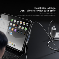 Adaptateur 2-en-1 USB-C vers prise casque 3,5 mm et chargeur, Type-C vers prise audio Aux, charge rapide PD 100W pour ordinateur portable, mobile, appareil photo, DC