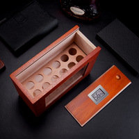 Boîte à cigares personnalisée en bois de cèdre avec finition laquée, style américain moderne et luxueux, avec fenêtres transparentes, logo personnalisé