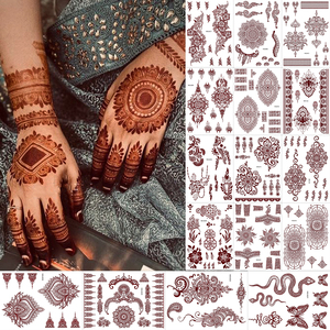 Autocollants de <span class=keywords><strong>tatouage</strong></span> en henné brun imperméables, motifs <span class=keywords><strong>dentelle</strong></span>, fournitures pour femmes, style indien, accessoires de <span class=keywords><strong>tatouage</strong></span> pour les mains - Product Image 4