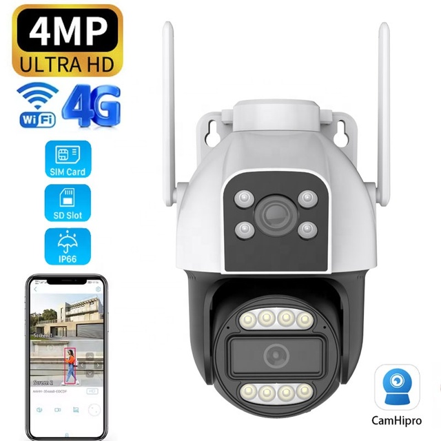 Camhi 2" Mini 4MP Dual Lens WiFi 4G Camera Indoor/Outdoor Waterproof IP66 PTZ CMOS 128G SD Card Human Auto Tracking Two-Way