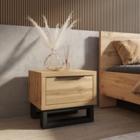 Ensemble de meubles de chambre à coucher moderne et écologique en bois brun, avec commode et armoire de luxe à pieds métalliques, vente en gros