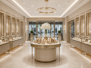 Custom Jewelry Store Interior Design Luxury Glass Display Cases Champagne Gold Retail Fixtures Full Shop Solution Manufacturer - Product Image 2