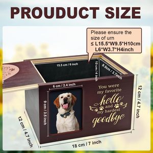 โกศไม้สำหรับสัตว์เลี้ยง GLASSWINDS พร้อมกรอบรูปที่ระลึก รูปทรงหัวใจ/ปีก บุด้วยผ้ากำมะหยี่ สำหรับใส่เถ้ากระดูกสุนัขและแมว ของขวัญที่ระลึก (สีน้ำตาล) - Product Image 2