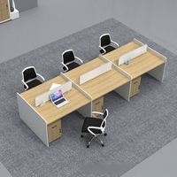 Bureau de travail modulaire ergonomique, écologique et durable de luxe, vente en gros, bureau d'ordinateur en bois pour 4 personnes, bureau moderne minimaliste avec cloison