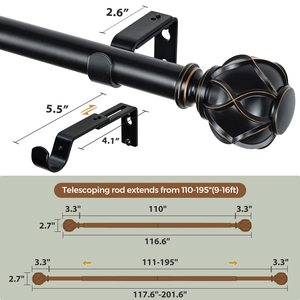 Grandes voies de rideau de fenêtre bonne qualité nouveautés faciles à installer fixations en métal rails de rideau et accessoires de poteaux - Product Image 6