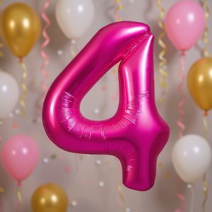 Party Love Number 4 Fuchsia Foil <b>Balloon</b> 45cm Birthday Party <b>Decor</b> Kids - Product Image 5