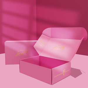 Pink Custom Logo Printed Kraft Paper clothing Packaging small Mailing Shipping Cardboard Colored empty Corrugated mailer Box