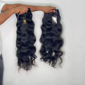 Paquete de cabello humano de templo indio crudo sin procesar de visón Paquete de cabello ondulado con cierre y Frontal para mujeres - Product Image 1