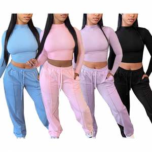 Dropshipping Vêtements pour femmes de haute qualité Vente chaude d'automne Hauts et pantalons unis pour femmes Ensembles décontractés de bureau - Product Image 1