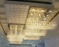 JYLIGHTING Lustre de plafond rectangulaire moderne personnalisé en forme de vague avec cristaux, luminaires suspendus et suspensions pour hôtels et projets d'ingénierie