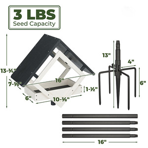Jh-mech yükseltilmiş 5-Prong katı baz 3lbs tohum kapasitesi 7.5 "bakır çatı 360 derece besleme tepsisi Metal kuş besleyici asılı - Product Image 2