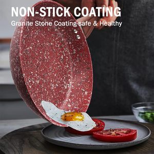 Nonstick Frying <b>Cookware</b> Sets with Lids FryPan Sets with Granite Coating - Product Image 3