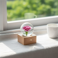 Lampe de chevet LED à commande tactile en résine époxy avec fleurs pressées véritables, décoration d'intérieur, lampe de chambre, souvenir, cadeau de mariage, en bois